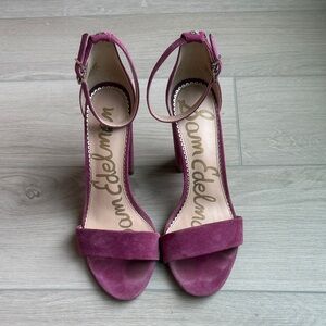 Sam Edelman pink/purple suede sandal heels, size 9.5